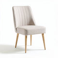 Upholstered dining chair in light beige fabric with wooden legs 45 x 50 x 90cm