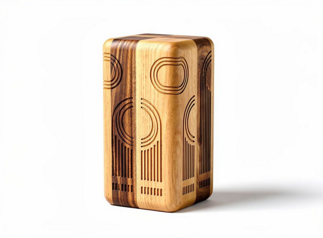 Wooden storage box with geometric design suitable for home organization 10 x 10 x 20cm