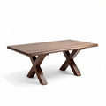 Wooden dining table with cross legs in walnut finish 200 x 100 x 75cm