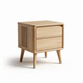 wooden nightstand with two drawers and tapered legs 45 x 40 x 50cm