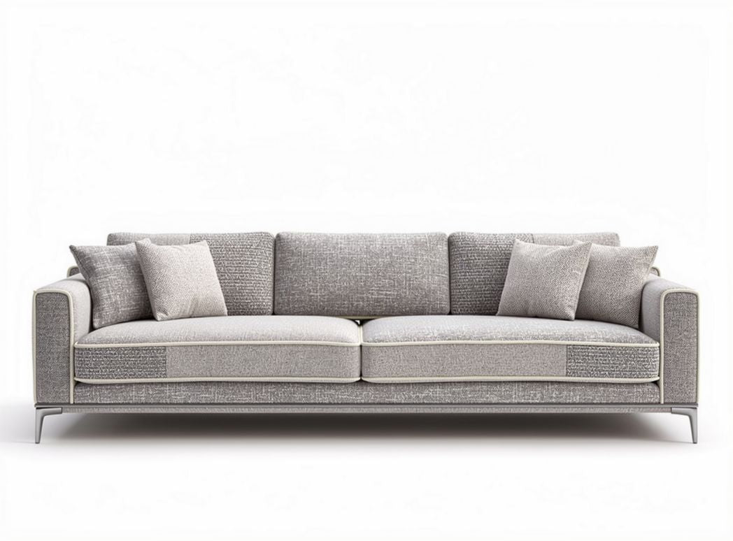 Modern gray fabric sofa with removable cushions 200 x 85 x 90cm