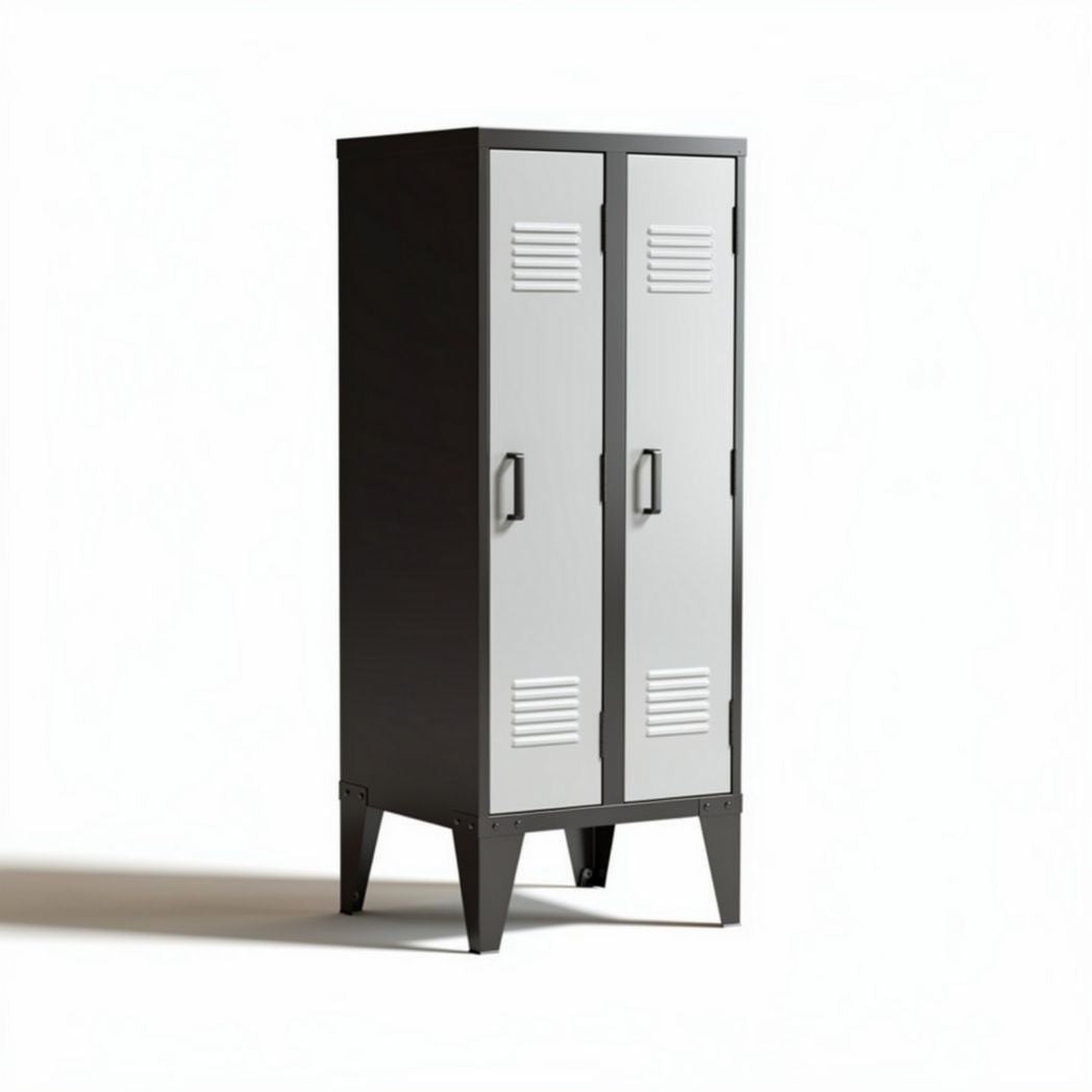 Metal storage locker with two doors and ventilation slots 180 x 60 x 50cm
