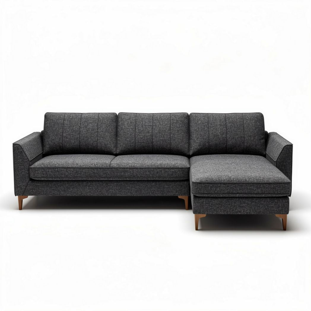 Sectional sofa with modern design in dark gray fabric 200 x 85 x 90cm